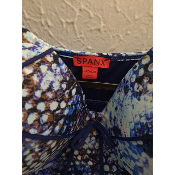 Spanx Swim Suit Plus Shaped Blue Snake One Piece Underwire Sz 14 D/DD NWT $198 - Picture 5 of 12